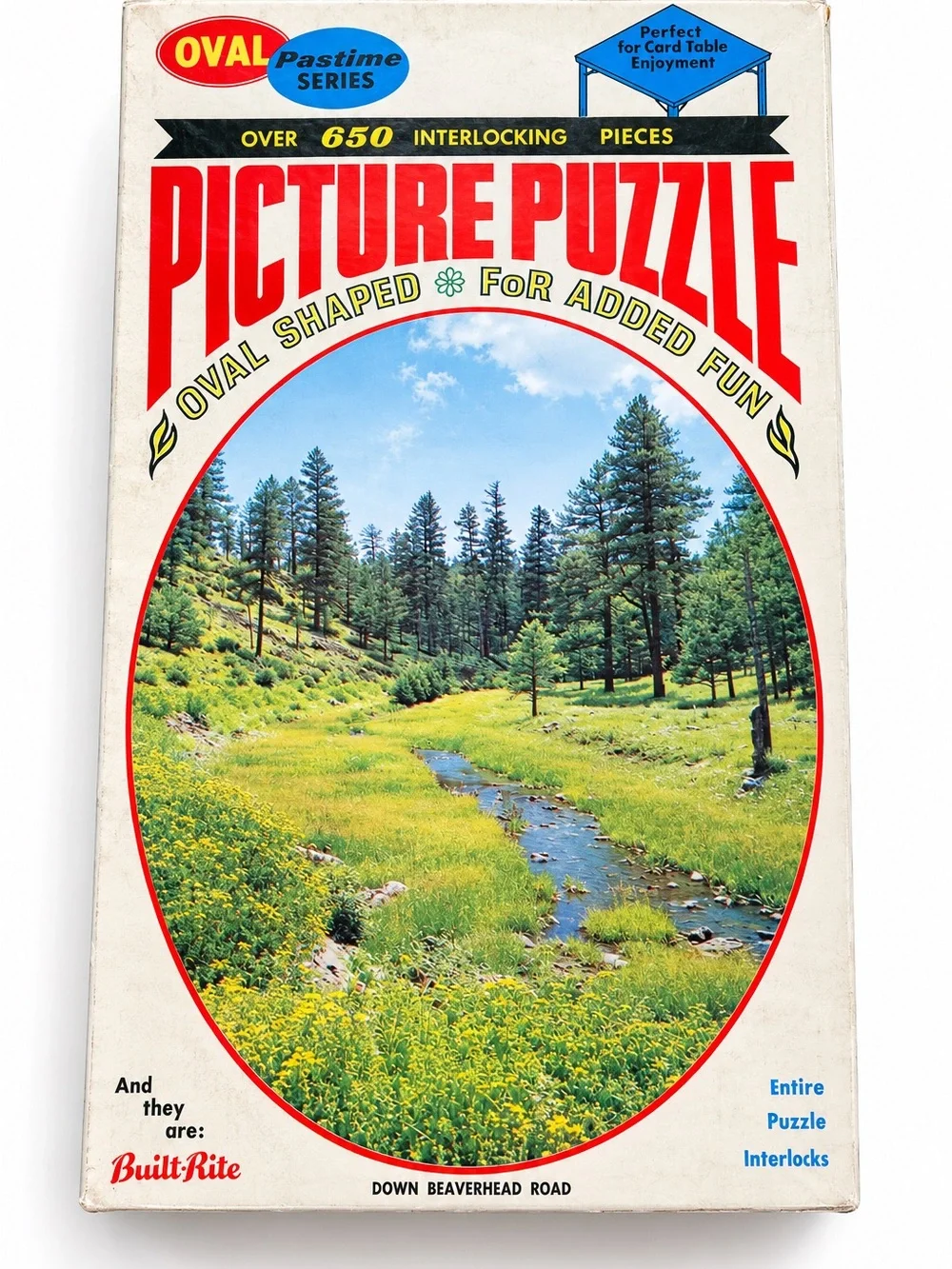 Vintage Oval Picture Puzzle Down Beaverhead Road 650+ Pieces Built-Rite